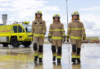 Female aviation rescue fire fighters.
